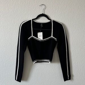 Forever 21 Black and White Long Sleeve Bodysuit
